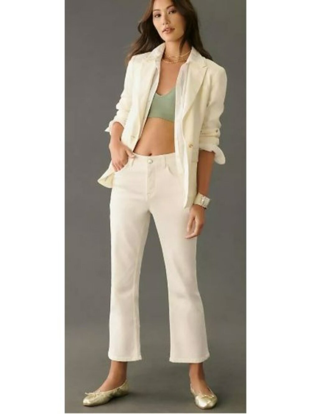Anthropologie Pilcro YaYa Cropped White Stretch Denim Jeans New